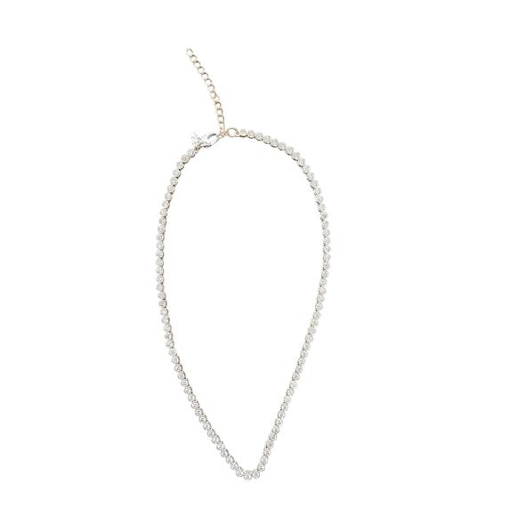 New With Defects Madewell The Tennis Collection Bezel Crystal Necklace Silver - Picture 5 of 6